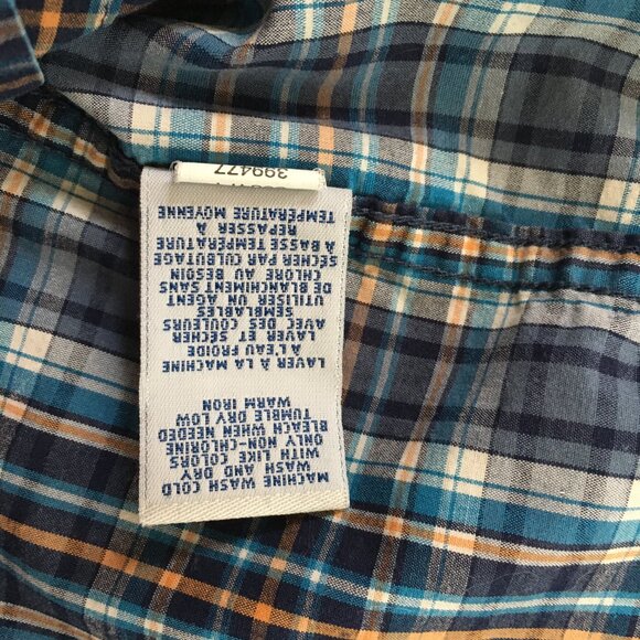 Old Navy Live Boys Button Up Dress Shirt Plaid Sz Medium (8) Blue Cotton - Picture 10 of 11